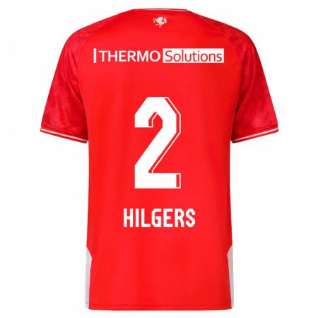 Kandiny Niño Camiseta Mees Hilgers #2 Rojo 1ª Equipación 2023/24 La Camisa Chile