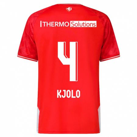 Kandiny Niño Camiseta Mathias Kjølø #4 Rojo 1ª Equipación 2023/24 La Camisa Chile
