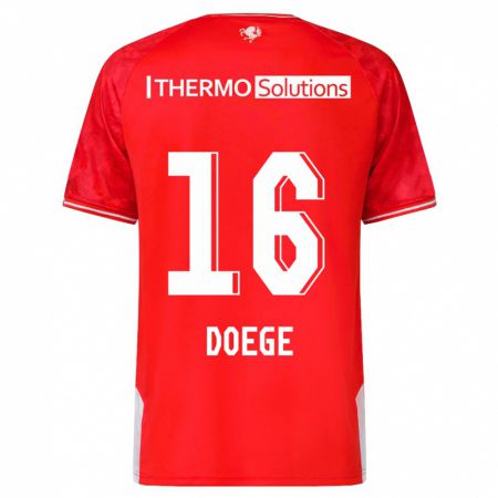 Kandiny Niño Camiseta Leonie Doege #16 Rojo 1ª Equipación 2023/24 La Camisa Chile