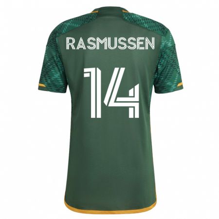 Kandiny Niño Camiseta Justin Rasmussen #14 Verde 1ª Equipación 2023/24 La Camisa Chile