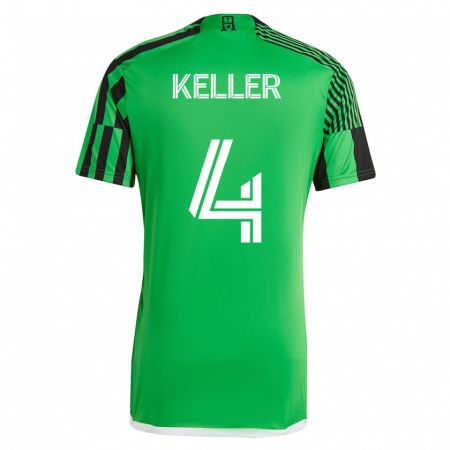 Kandiny Niño Camiseta Kipp Keller #4 Verde Negro 1ª Equipación 2023/24 La Camisa Chile