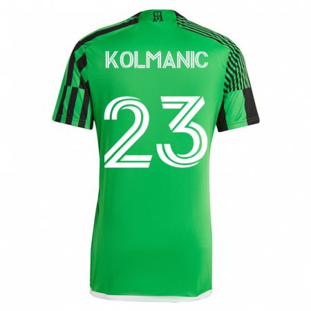 Kandiny Niño Camiseta Zan Kolmanic #23 Verde Negro 1ª Equipación 2023/24 La Camisa Chile
