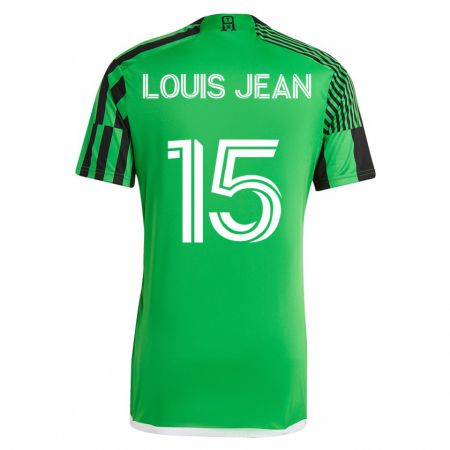 Kandiny Niño Camiseta Steeve Louis-Jean #15 Verde Negro 1ª Equipación 2023/24 La Camisa Chile