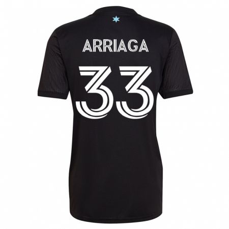 Kandiny Niño Camiseta Kervin Arriaga #33 Negro 1ª Equipación 2023/24 La Camisa Chile