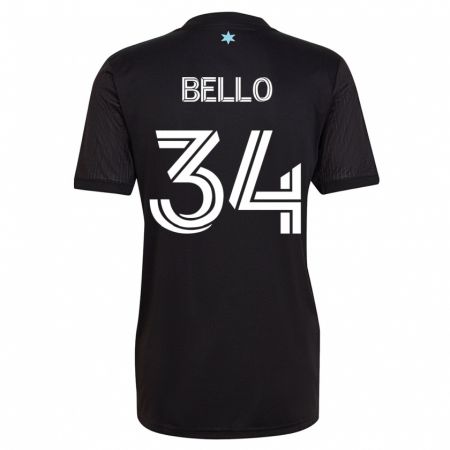 Kandiny Niño Camiseta Zaydan Bello #34 Negro 1ª Equipación 2023/24 La Camisa Chile
