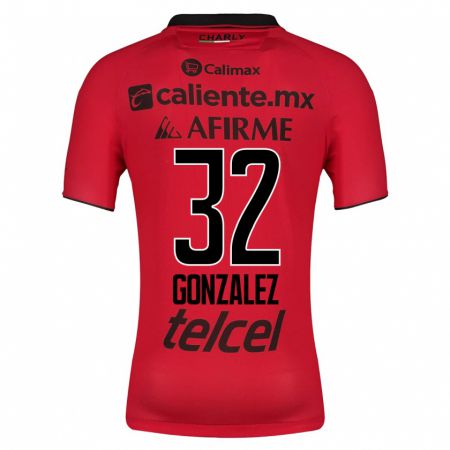Kandiny Niño Camiseta Carlos González #32 Rojo 1ª Equipación 2023/24 La Camisa Chile