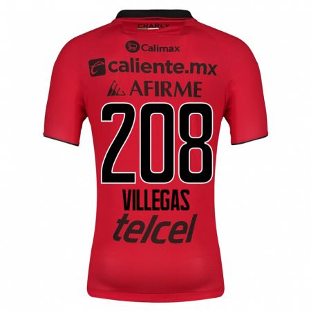 Kandiny Niño Camiseta Óscar Villegas #208 Rojo 1ª Equipación 2023/24 La Camisa Chile