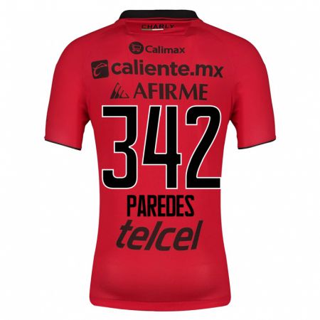 Kandiny Niño Camiseta Santiago Paredes #342 Rojo 1ª Equipación 2023/24 La Camisa Chile