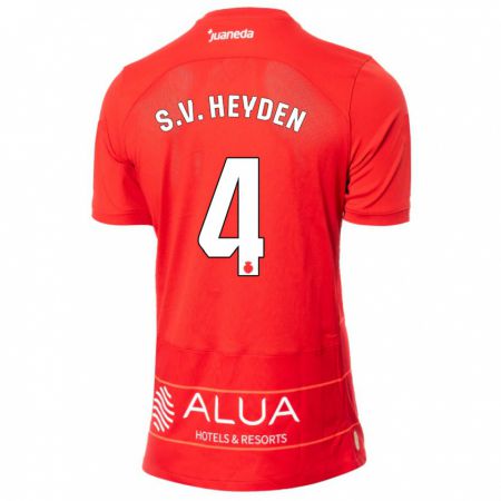 Kandiny Niño Camiseta Siebe Van Der Heyden #4 Rojo 1ª Equipación 2023/24 La Camisa Chile
