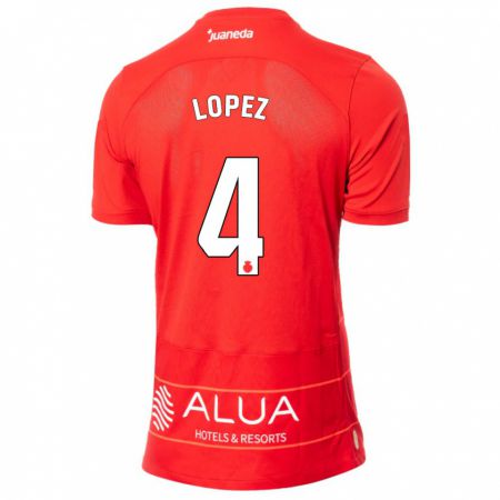 Kandiny Niño Camiseta David López #4 Rojo 1ª Equipación 2023/24 La Camisa Chile