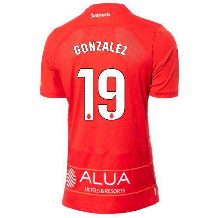 Kandiny Niño Camiseta Adrià González #19 Rojo 1ª Equipación 2023/24 La Camisa Chile