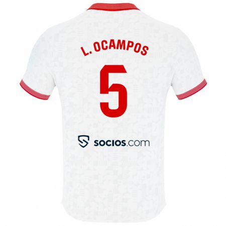 Kandiny Niño Camiseta Lucas Ocampos #5 Blanco 1ª Equipación 2023/24 La Camisa Chile