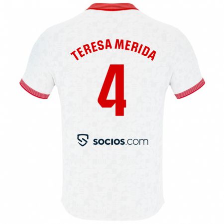 Kandiny Niño Camiseta Teresa Merida #4 Blanco 1ª Equipación 2023/24 La Camisa Chile