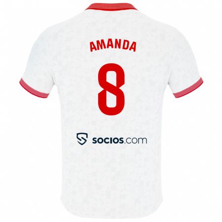 Kandiny Niño Camiseta Amanda Sampedro Bustos #8 Blanco 1ª Equipación 2023/24 La Camisa Chile