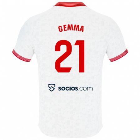 Kandiny Niño Camiseta Gemma Gili Giner #21 Blanco 1ª Equipación 2023/24 La Camisa Chile
