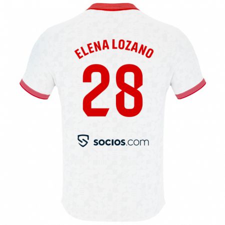 Kandiny Niño Camiseta Elena Lozano Gallego #28 Blanco 1ª Equipación 2023/24 La Camisa Chile