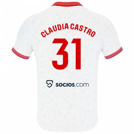 Kandiny Niño Camiseta Claudia Castro Romero #31 Blanco 1ª Equipación 2023/24 La Camisa Chile