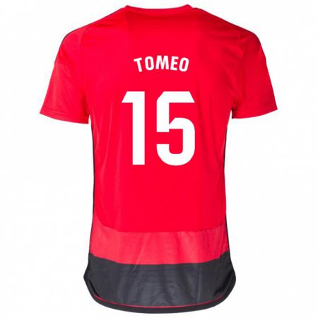 Kandiny Niño Camiseta Pablo Tomeo #15 Negro Rojo 1ª Equipación 2023/24 La Camisa Chile
