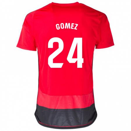 Kandiny Niño Camiseta Jonathan Gómez #24 Negro Rojo 1ª Equipación 2023/24 La Camisa Chile