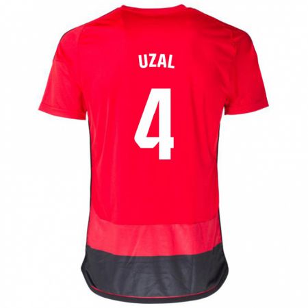 Kandiny Niño Camiseta Yeray Uzal #4 Negro Rojo 1ª Equipación 2023/24 La Camisa Chile