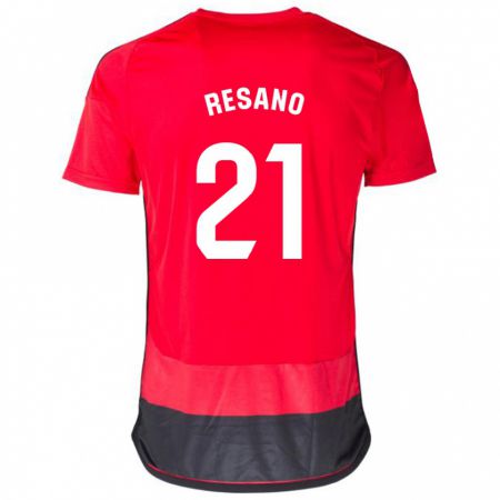 Kandiny Niño Camiseta Xabier Resano #21 Negro Rojo 1ª Equipación 2023/24 La Camisa Chile