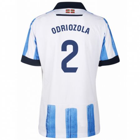 Kandiny Niño Camiseta Álvaro Odriozola #2 Azul Blanco 1ª Equipación 2023/24 La Camisa Chile