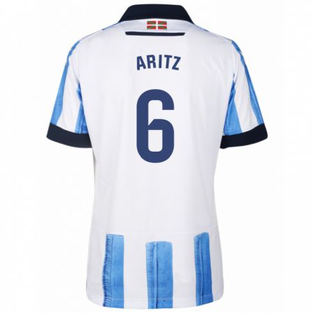 Kandiny Niño Camiseta Aritz Elustondo #6 Azul Blanco 1ª Equipación 2023/24 La Camisa Chile