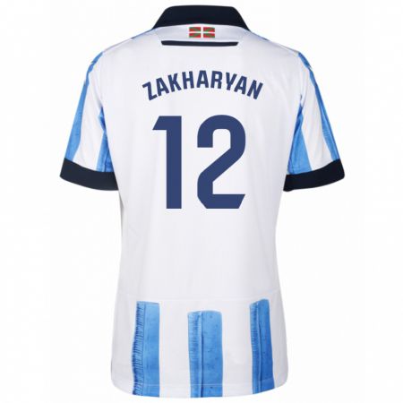 Kandiny Niño Camiseta Arsen Zakharyan #12 Azul Blanco 1ª Equipación 2023/24 La Camisa Chile