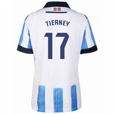 Kandiny Niño Camiseta Kieran Tierney #17 Azul Blanco 1ª Equipación 2023/24 La Camisa Chile