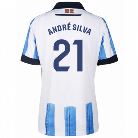 Kandiny Niño Camiseta André Silva #21 Azul Blanco 1ª Equipación 2023/24 La Camisa Chile