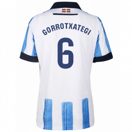 Kandiny Niño Camiseta Jon Gorrotxategi #6 Azul Blanco 1ª Equipación 2023/24 La Camisa Chile