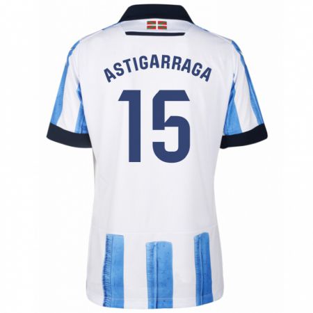 Kandiny Niño Camiseta Eneko Astigarraga #15 Azul Blanco 1ª Equipación 2023/24 La Camisa Chile