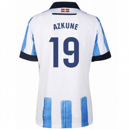 Kandiny Niño Camiseta Ekain Azkune #19 Azul Blanco 1ª Equipación 2023/24 La Camisa Chile