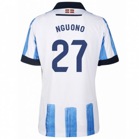 Kandiny Niño Camiseta Job Nguono #27 Azul Blanco 1ª Equipación 2023/24 La Camisa Chile