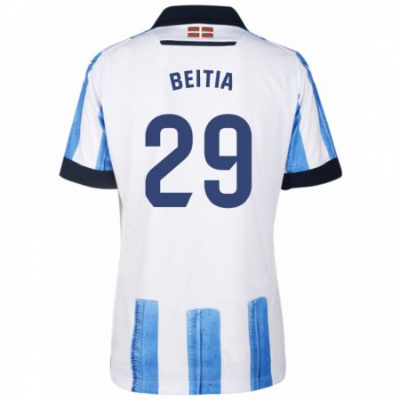 Kandiny Niño Camiseta Luken Beitia #29 Azul Blanco 1ª Equipación 2023/24 La Camisa Chile