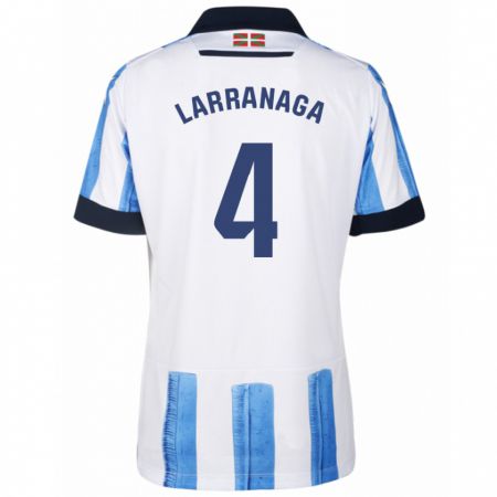 Kandiny Niño Camiseta Aitor Larrañaga #4 Azul Blanco 1ª Equipación 2023/24 La Camisa Chile