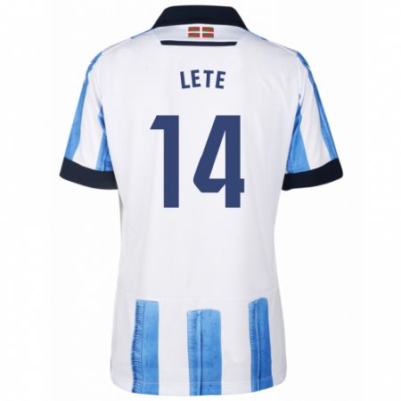 Kandiny Niño Camiseta Eñaut Lete #14 Azul Blanco 1ª Equipación 2023/24 La Camisa Chile