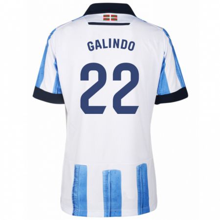 Kandiny Niño Camiseta Iker Galindo #22 Azul Blanco 1ª Equipación 2023/24 La Camisa Chile