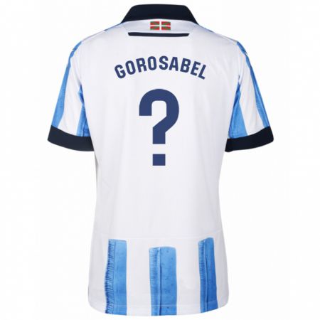 Kandiny Niño Camiseta Gorka Gorosabel #0 Azul Blanco 1ª Equipación 2023/24 La Camisa Chile
