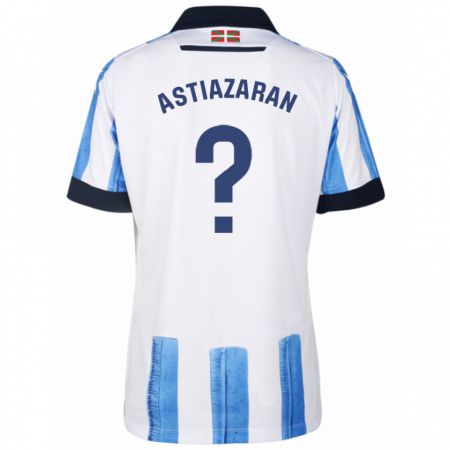 Kandiny Niño Camiseta Lander Astiazaran #0 Azul Blanco 1ª Equipación 2023/24 La Camisa Chile
