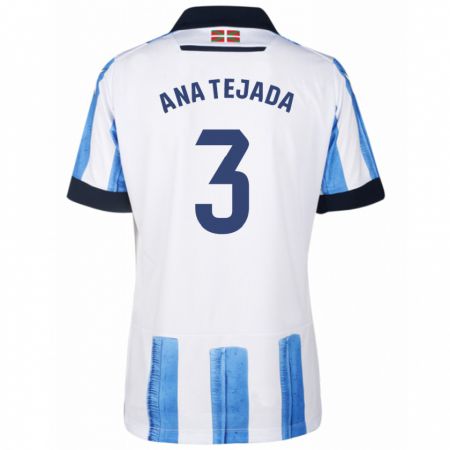 Kandiny Niño Camiseta Ana Tejada Jiménez #3 Azul Blanco 1ª Equipación 2023/24 La Camisa Chile