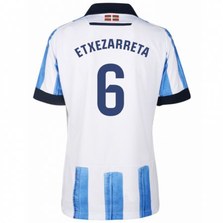 Kandiny Niño Camiseta Ane Etxezarreta Aierbe #6 Azul Blanco 1ª Equipación 2023/24 La Camisa Chile