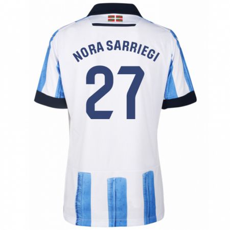 Kandiny Niño Camiseta Nora Sarriegi Galdos #27 Azul Blanco 1ª Equipación 2023/24 La Camisa Chile
