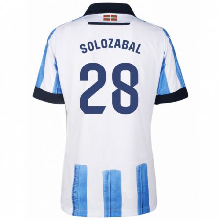 Kandiny Niño Camiseta Malen Solozabal Ibarra #28 Azul Blanco 1ª Equipación 2023/24 La Camisa Chile