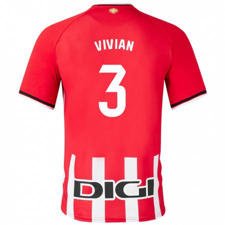 Kandiny Niño Camiseta Dani Vivian #3 Rojo 1ª Equipación 2023/24 La Camisa Chile