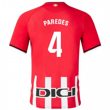 Kandiny Niño Camiseta Aitor Paredes #4 Rojo 1ª Equipación 2023/24 La Camisa Chile