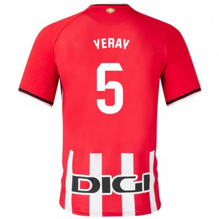 Kandiny Niño Camiseta Yeray Álvarez #5 Rojo 1ª Equipación 2023/24 La Camisa Chile