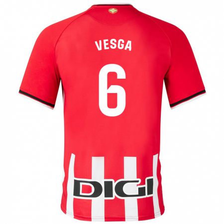 Kandiny Niño Camiseta Mikel Vesga #6 Rojo 1ª Equipación 2023/24 La Camisa Chile