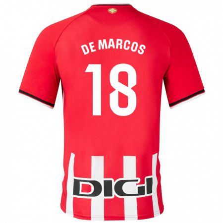 Kandiny Niño Camiseta Óscar De Marcos #18 Rojo 1ª Equipación 2023/24 La Camisa Chile