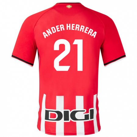 Kandiny Niño Camiseta Ander Herrera #21 Rojo 1ª Equipación 2023/24 La Camisa Chile